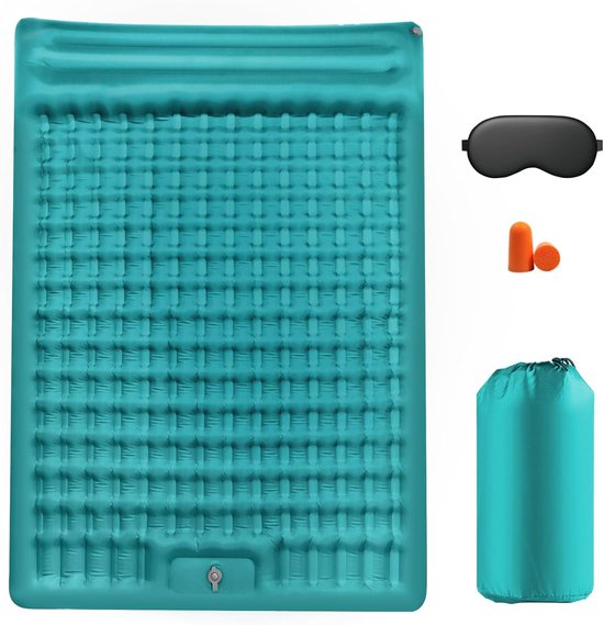 Isolerende Zelfopblazende Campingmat voor 2 Personen - Ultralicht en Opvouwbaar Luchtbed met Kussen van Merkloos