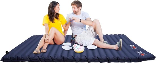 Isomat 2 personen - Luchtbed logeren - Comfortabel kamperen - Zelfopblazend met voetpomp - 200 x 140 cm - Groen