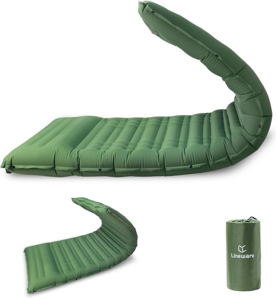 Isomat Camping - 12 cm verdikt luchtmatras, isomat, zelfopblazend met outdoor kussen en voetpers, ultralicht, waterdicht, luchtmatras, outdoor, groen van Isomat