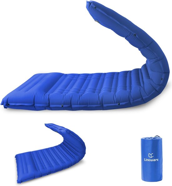 Isomat Camping - 12 cm verdikt luchtmatras, zelfopblazend met outdoor kussen en voetdruk, ultralicht, waterdicht, luchtmatras, outdoor, blauw van Isomat