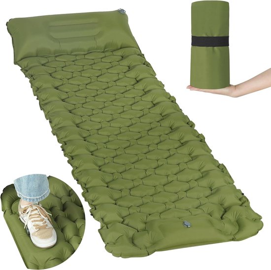 Isomat Camping 200 x 9 x 68 cm Inflatable Mattress Ultralight Waterproof Non-Slip Portable Camping Mat-Green van Isomat