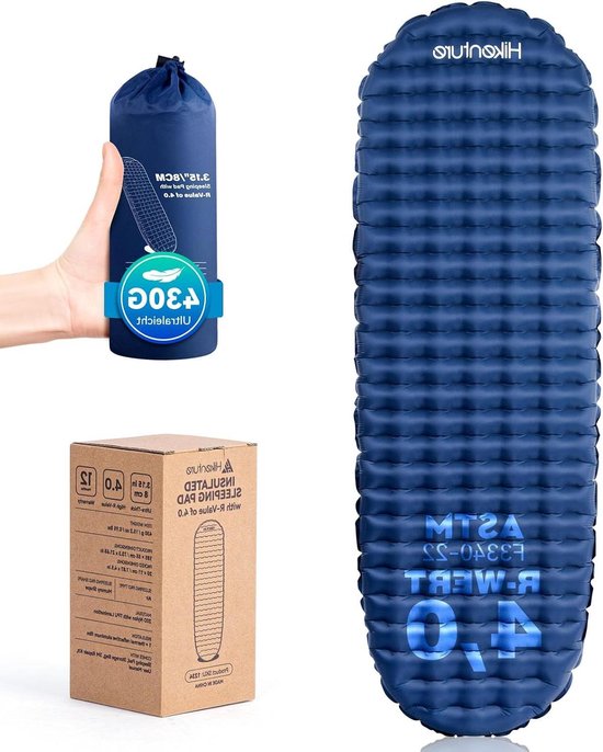 Isomat Camping - Luchtbed Slaapmat - Outdoor Slapen - 4 Seizoenen Isolatie - 8 cm Dik - Blauw