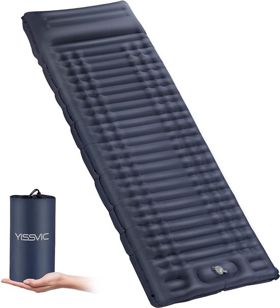 Isomat, camping mat, zelfopblazend, met voetpomp, kussen, ultralight, slaapmat voor outdoor, wandelen, turkoois van Isomat