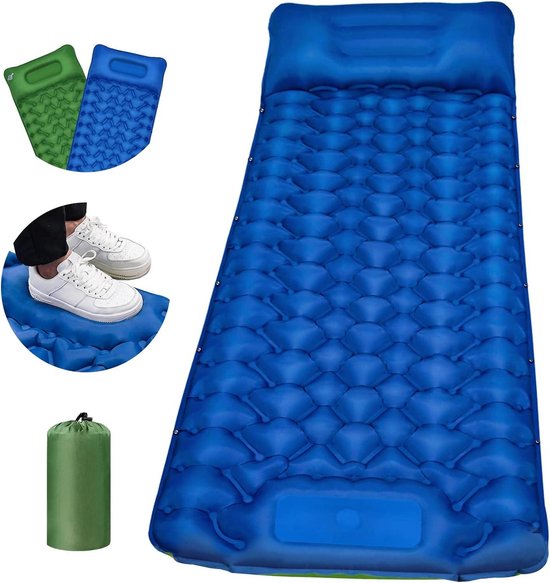 Isomat Camping zelfopblaasbare ultralichte slaapmat - opblaasbaar met voetperspomp - 10 cm verdikt - waterdicht luchtmatras - outdoor inklapbare ligmat - reizen wandelen - 195 x 68 x 10 cm van Merkloos