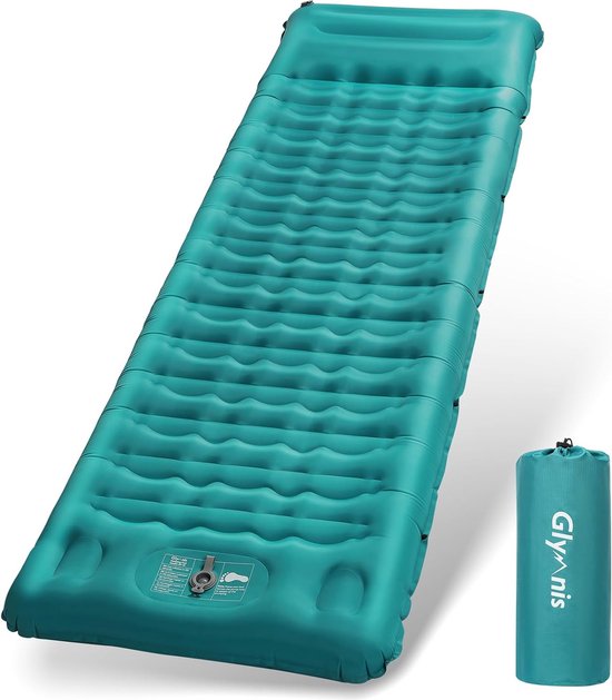 Isomat, opblaasbaar luchtmatras, outdoor, 12 cm, verdikt, opblaasbaar matras met voetperspomp en kussen, ultralicht, waterdicht matras voor wandelen, reizen, kamperen van Isomat