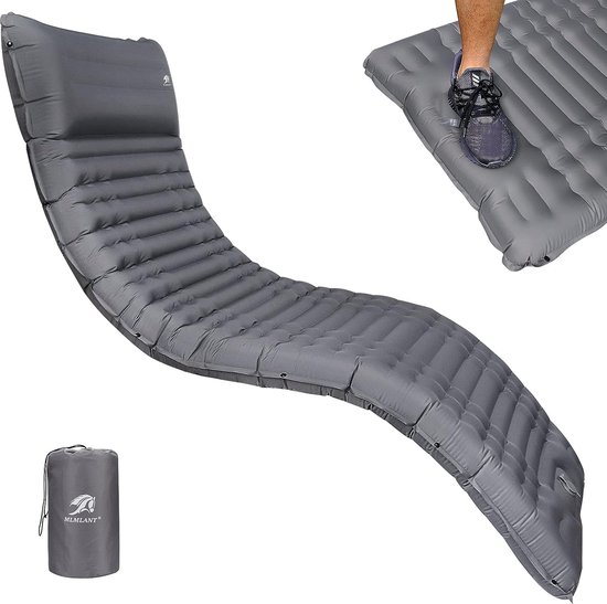 Isomat voor camping en outdoor, 10 cm dik, luchtmatras, opblaasbare isomat, ultralicht, waterdichte slaapmat, kleine verpakkingsmaat, slaapmatten, outdoor, voor wandelen, strand, grijs van Isomat