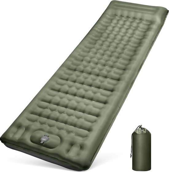 Isomat, zelfopblazend, 12 cm dik, opblaasbaar matras met voetpomp en kussen, ultralicht, waterdicht, luchtmatras, voor buiten, anti-scheur, slaapmat voor wandelen en strand. van Isomat