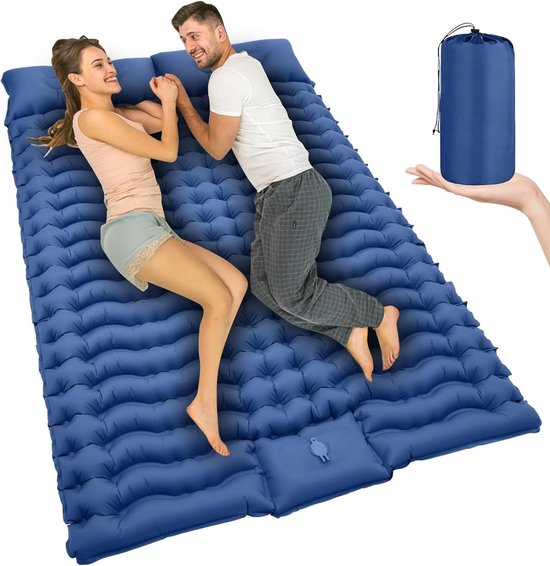 Isomat, zelfopblazend, voor 2 personen, 140 x 200 cm, ultralicht, outdoor luchtmatras, campingmatras met hoofdkussen en voetpomp, voor wandelen, backpacken, kamperen, tent van Isomat