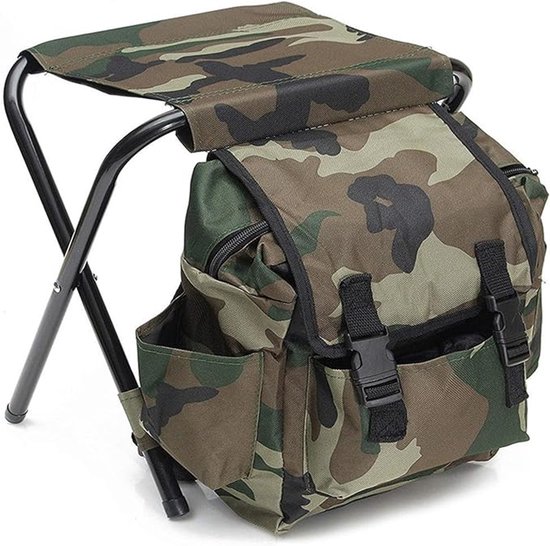 Itrugzak Opvouwbare Campingstoel Kruk - Met Tas - Rugzak Camouflage Draagbare Wandelstoel Draagbare - Campingkruk ,Klapstoel ,Strandstoel Visstoel,Klapkruk