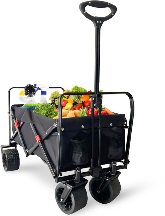 IvoQ Opvouwbare Bolderkar – Voor Boodschappen, Kamperen & Strand – Opvouwbaar & Makkelijk te Trekken – 120KG Laadvermogen van IvoQ