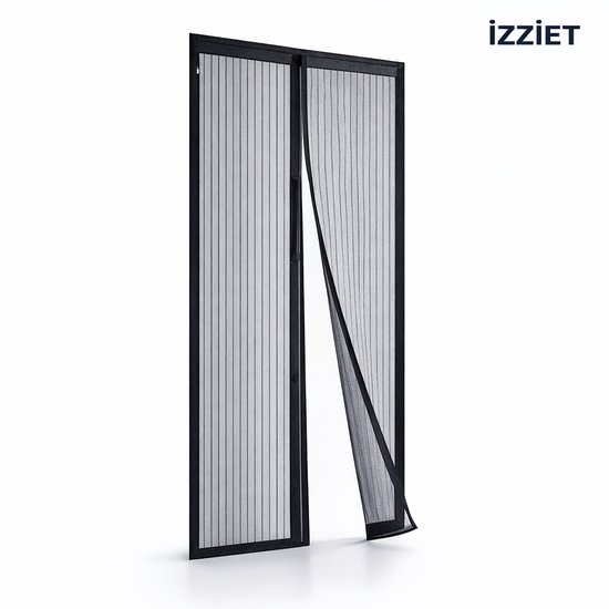 IZZIET Magnetisch Horgordijn 90x210 – Zelfsluitend – Zonder Boren – Geschikt voor Huisdieren – Zwart