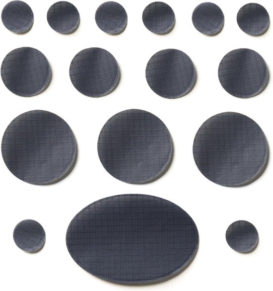 Jack reparatiepatches - Kleding stickers - Buitenuitrusting herstellen - Zelfklevend waterdicht - 16 stuks - Donkergrijs van Merkloos