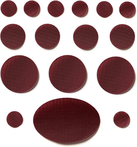 Jack reparatiepatches - Kleding stickers - Outdoor uitrusting - Zelfklevend waterdicht - 16 stuks - Bordeaux