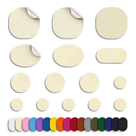 Jacket Repair Patches - Nylon Tape - Outdoor Gear Reparatie - Zelfklevend - 45 Stuks - Off White