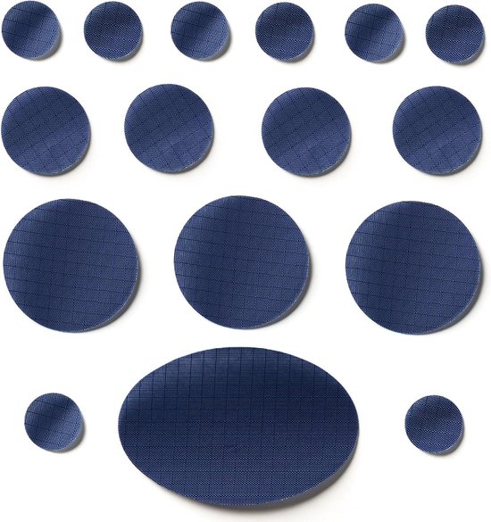 Jacket Repair Patches - Outdoor Gear Fix - Kleding Repareren - Zelfklevend Waterdicht - 16 Stuks - Donkerblauw van Merkloos