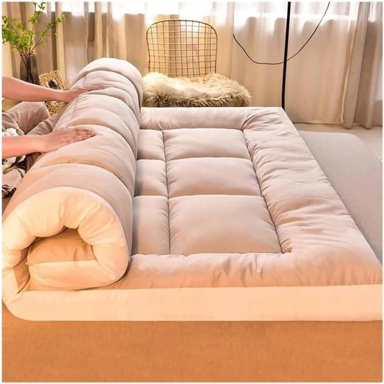 Japanse Futon Matras - Dikke Slaapmat - Comfortabel Slapen - Ergonomisch Ontwerp - 90 x 200 cm - Grijs