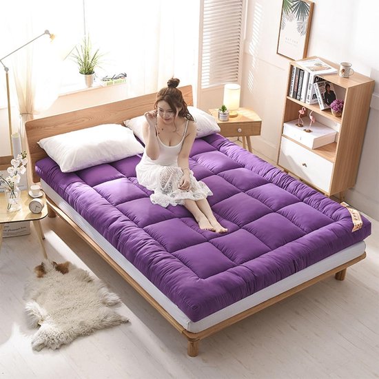Japanse Futon Matras - Gastenmatras Vloermat - Comfortabel Slapen - Opvouwbaar Ruimtebesparend - 100 x 200 cm - Paars
