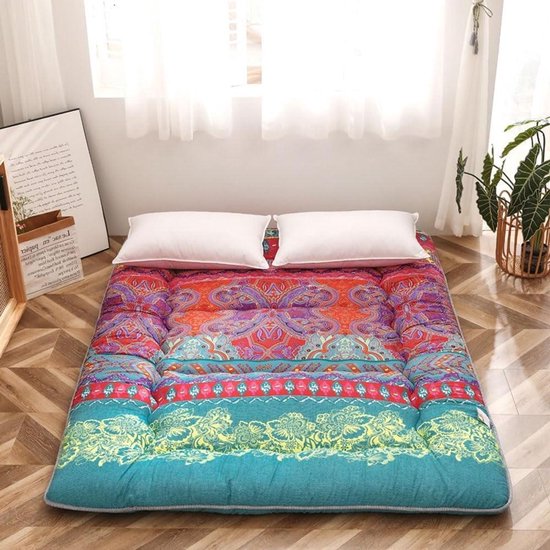 Japanse Futon Matras - Katoenen Matras Vloermatras - Comfortabel Slapen - 5-laags Ontwerp - 90 x 200 cm - Wit