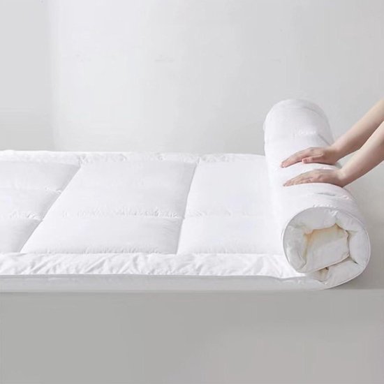 Japanse Futon Matras - Oprolbare Matras - Comfortabel Slapen - Ademend Katoen - 115 x 200 cm - Wit