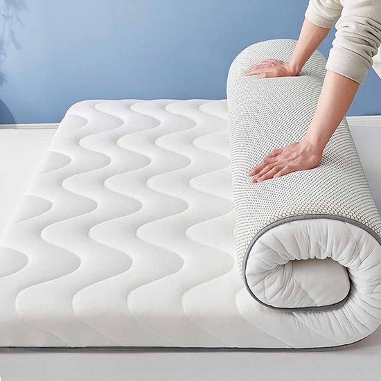 Japanse Futon Matras - Oprolbare Matras Gastenbed - Comfortabel Slapen - Vijflaags Structuurontwerp - Dubbel XL - Wit