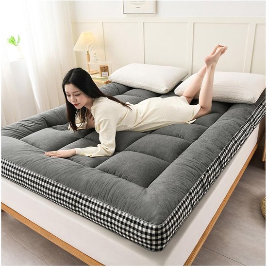 Japanse Futon Matras - Oprolbare Slaapmat - Comfortabel Slapen - Opvouwbaar Ontwerp - Dubbel XL - Grijs