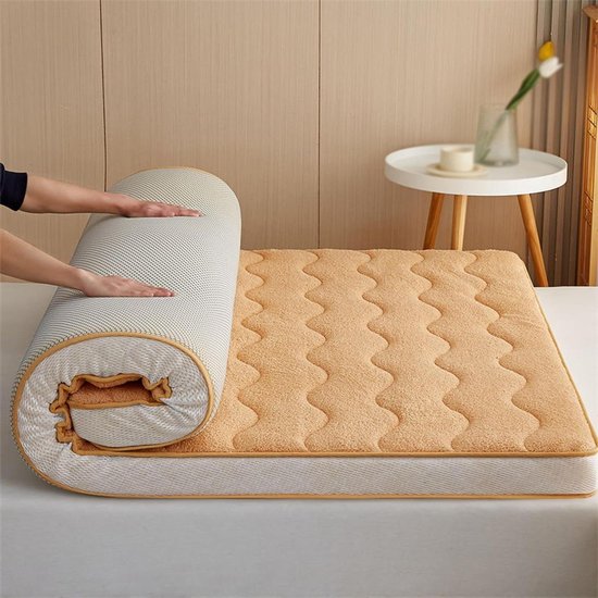 Japanse Futon Matras - Oprolbare Tatami - Comfortabel Slapen - Versterkte Randafwerking - 10 cm Dikte - Camel