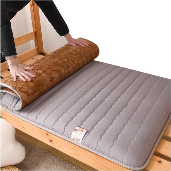 Japanse futon matras - Opvouwbaar logeerbed - Comfortabel slapen - Ergonomisch design - 90 x 190 cm - Grijs