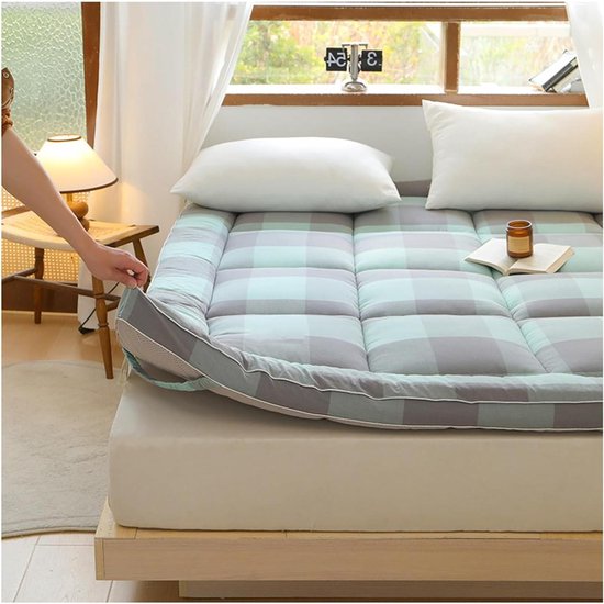 Japanse Futon Matras - Opvouwbaar Logeermatras - Comfortabel Slapen - Huidvriendelijke stof - 180x200cm - Blauw