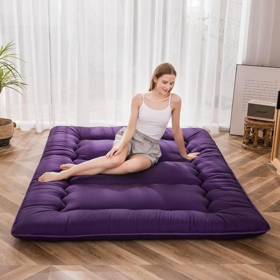Japanse Futon Matras - Opvouwbaar Slaapkussen - Comfortabel Slapen - Extra Dik Ontwerp - 200 x 220 cm - Paars