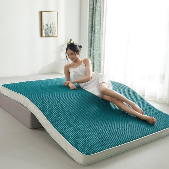Japanse Futon Matras - Opvouwbaar Slaapkussen - Comfortabel Slapen - Traagschuim Vulling - 65/10 cm dik - Groen