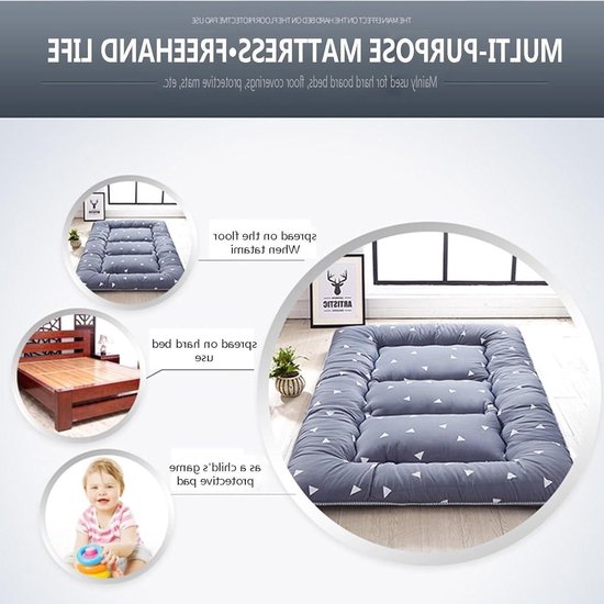 Japanse Futon Matras - Opvouwbaar Slaapmat - Comfortabel Slapen - 5-Laags Ontwerp - 120x200cm - Grijs