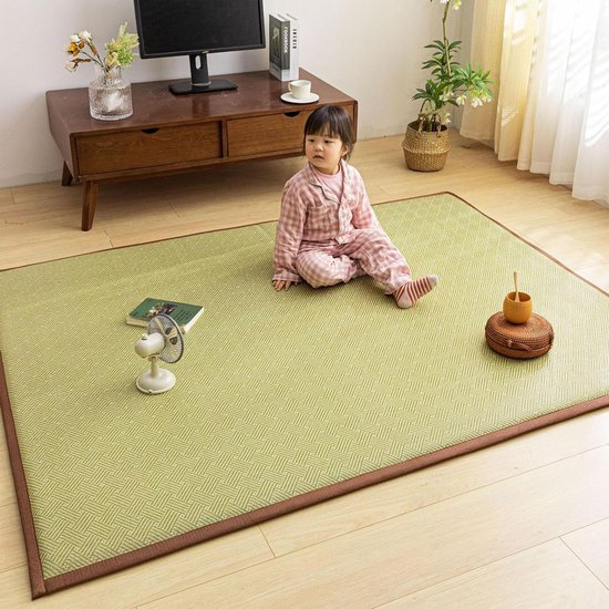 Japanse Futon Matras - Opvouwbare Slaapmat - Koel Slapen - IJzige Rotan Stof - 150x200cm - Groen