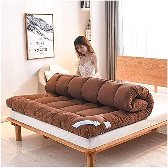 Japanse Futon Matras - Opvouwbare Vloer Matras - Comfortabel Slapen - Drielaagse Structuur - 150x200cm - Donkergrijs