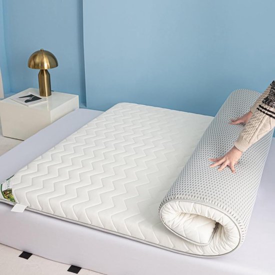 Japanse futon matras - Slaapmat oprolbaar - Comfortabel slapen - Ademend ontwerp - 80 x 180 cm - Wit