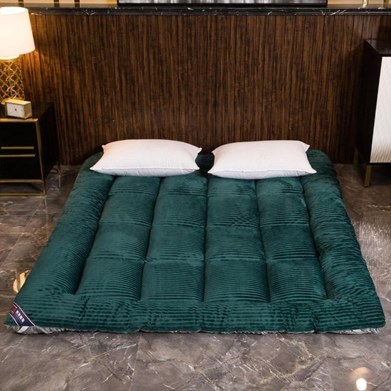 Japanse futon matras - Slaapmat topper - Logeerbed comfort - Gewatteerd ontwerp - 200 x 390 cm - Grijs