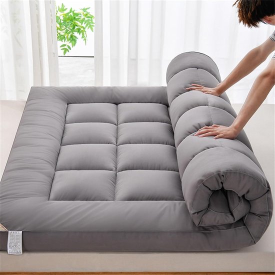 Japanse Futon Matras - Slaapmat Vloermat - Comfortabel Slapen - Ademend Vochtafvoerend - Opvouwbaar - Grijs