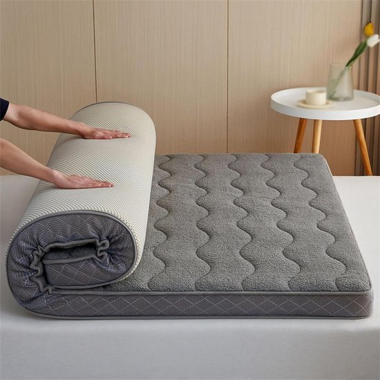 Japanse Futon Matras - Tatami Mat Vloermat - Ruimte Besparen - Dubbele Laag Tape Rand - 99x198 cm - Grijs