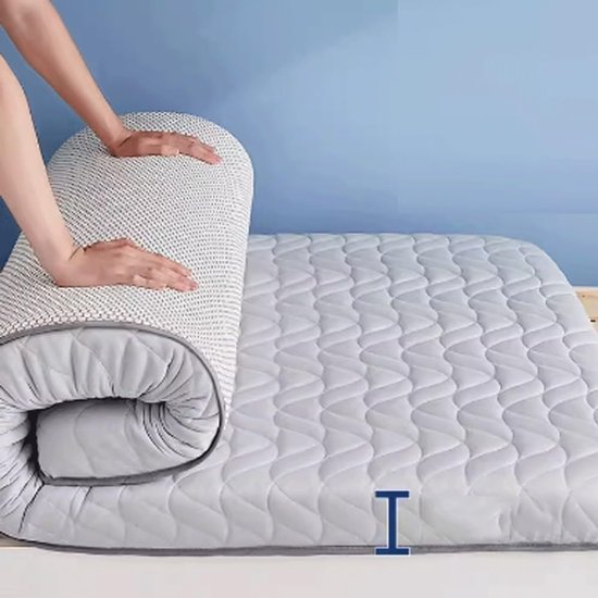 Japanse Futon Matras - Vloer Bed - Comfortabel Slapen - Ademend en Opvouwbaar - 180x200cm - Golf Grijs
