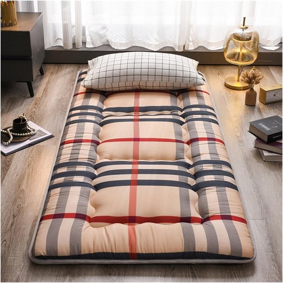 Japanse futon matras - Vloer logeerbed - Comfortabel slapen - Driedimensionaal gewatteerd - 120x200 cm - Beige