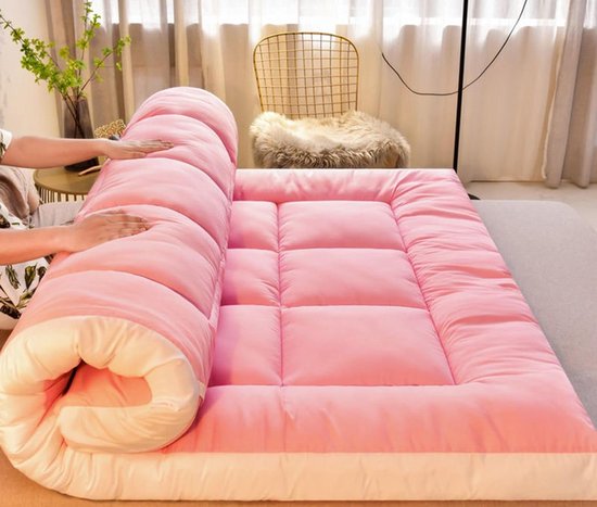 Japanse Futon Matras - Vloer Matras - Comfortabel Slapen - Ademend Gel Memory Foam - 120x200 cm - Roze