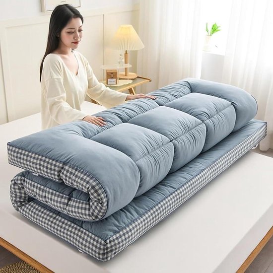 Japanse Futon Matras - Vloer Matras - Comfortabel Slapen - Extra Dik Ontwerp - 90x200 cm - Blauw