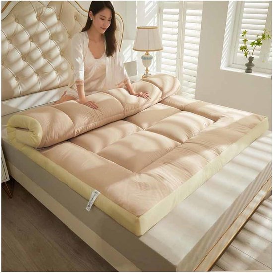 Japanse Futon Matras - Vloer Opvouwbaar - Comfortabel Slapen - Huidvriendelijke Stof - 150x200cm - Khaki