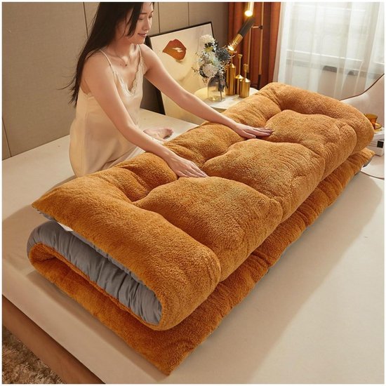 Japanse Futon Matras - Vloer Slaapmat - Comfortabel Slapen - Vaste Gelijkmatige Vulling - 200x220cm - Koffie