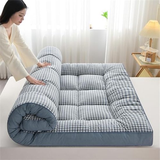 Japanse Futon Matras - Vloerbed Campingmatras - Comfortabel Slapen - Extra Dik Zacht - 90x200cm - Blauw
