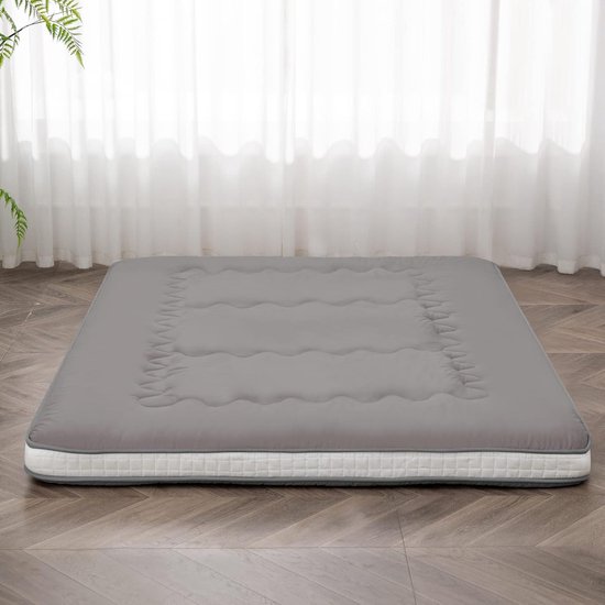 Japanse Futon Matras - Vloerbed - Logeren en Reizen - Extra Dikke Traagschuim - Twin 2.03m - Donkergrijs van Merkloos
