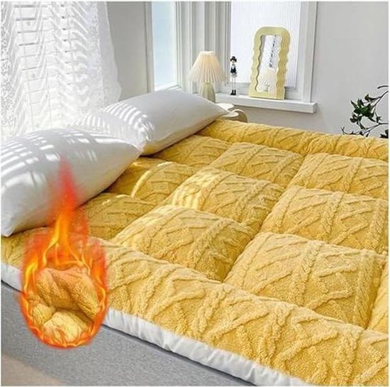 Japanse futon matras - Vloerbed Slaapkussen - Ruimtebesparend slapen - Oprolbaar en opvouwbaar - Full Size - Geel