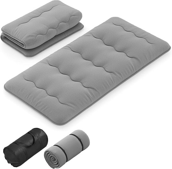 Japanse Futon Matras - Vloerbedding Opvouwbaar - Comfortabel Slapen - Wasbare Hoes - 90 x 200 cm - Grijs