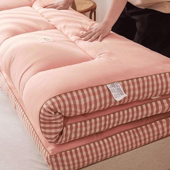 Japanse Futon Matras - Vloerbedding Slaapmat - Rustgevend Slapen - Draagbaar Opvouwbaar - Dikke Constructie - Roze