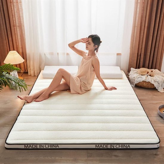 Japanse Futon Matras - Vloermat Slaapmat - Comfortabel Slapen - 5-Laags Structuur - 150x200cm - Wit
