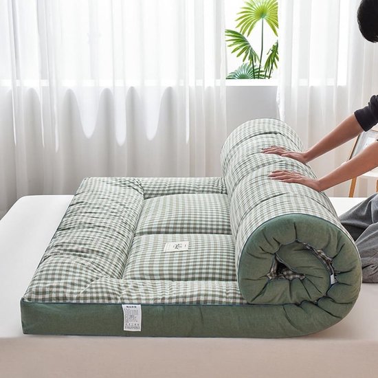 Japanse Futon Matras - Vloermat Slaapmat - Comfortabel Slapen - Dikke Roll-Up Design - 180 x 200 cm - Grijs